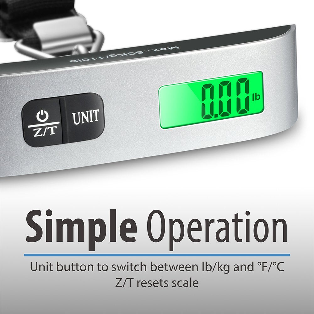 Digital Luggage Scale, 110Lbs Suitcase Baggage Scale, 2 Pack Silver