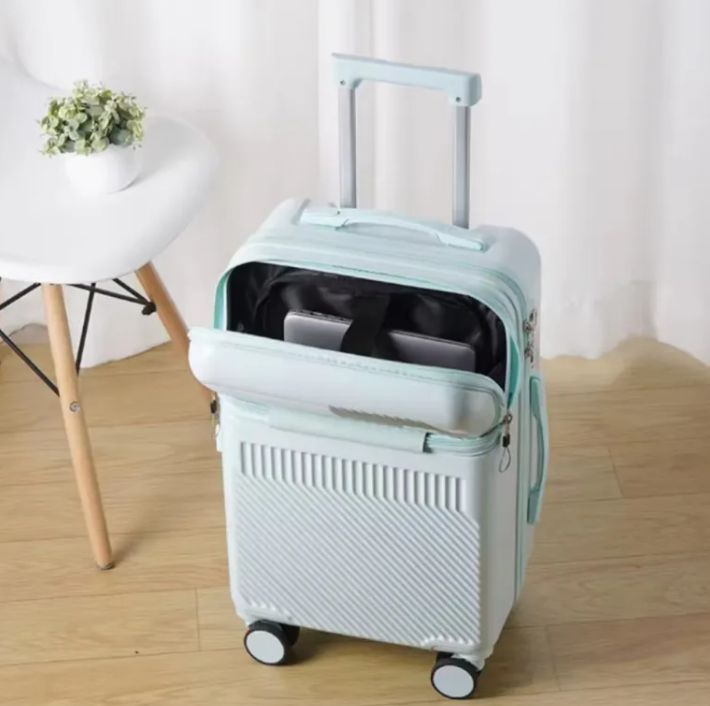 Stylish Luggage w/ Cup Holder and Password Protected TSA Approved Lock