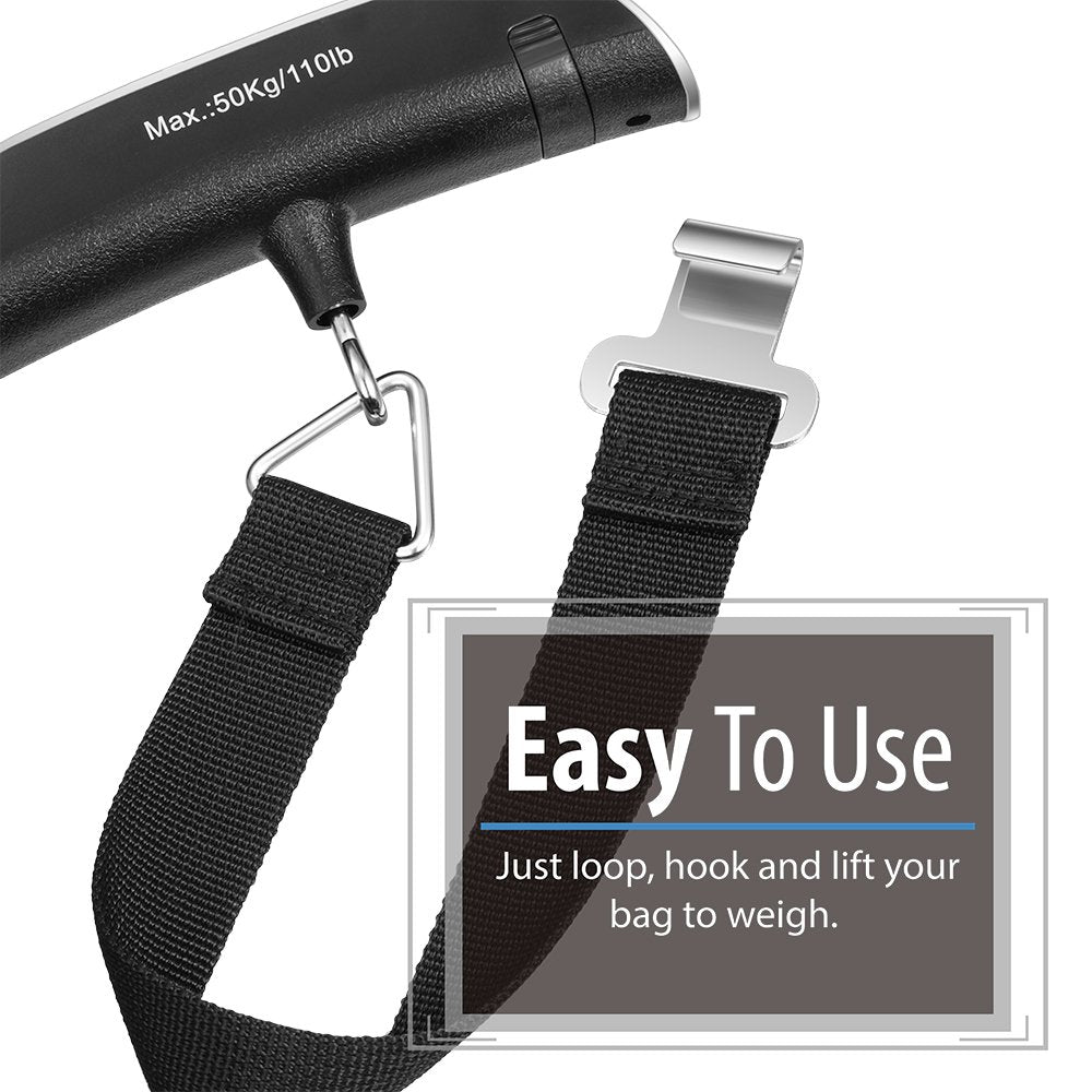Digital Luggage Scale, 110Lbs Suitcase Baggage Scale, 2 Pack Silver