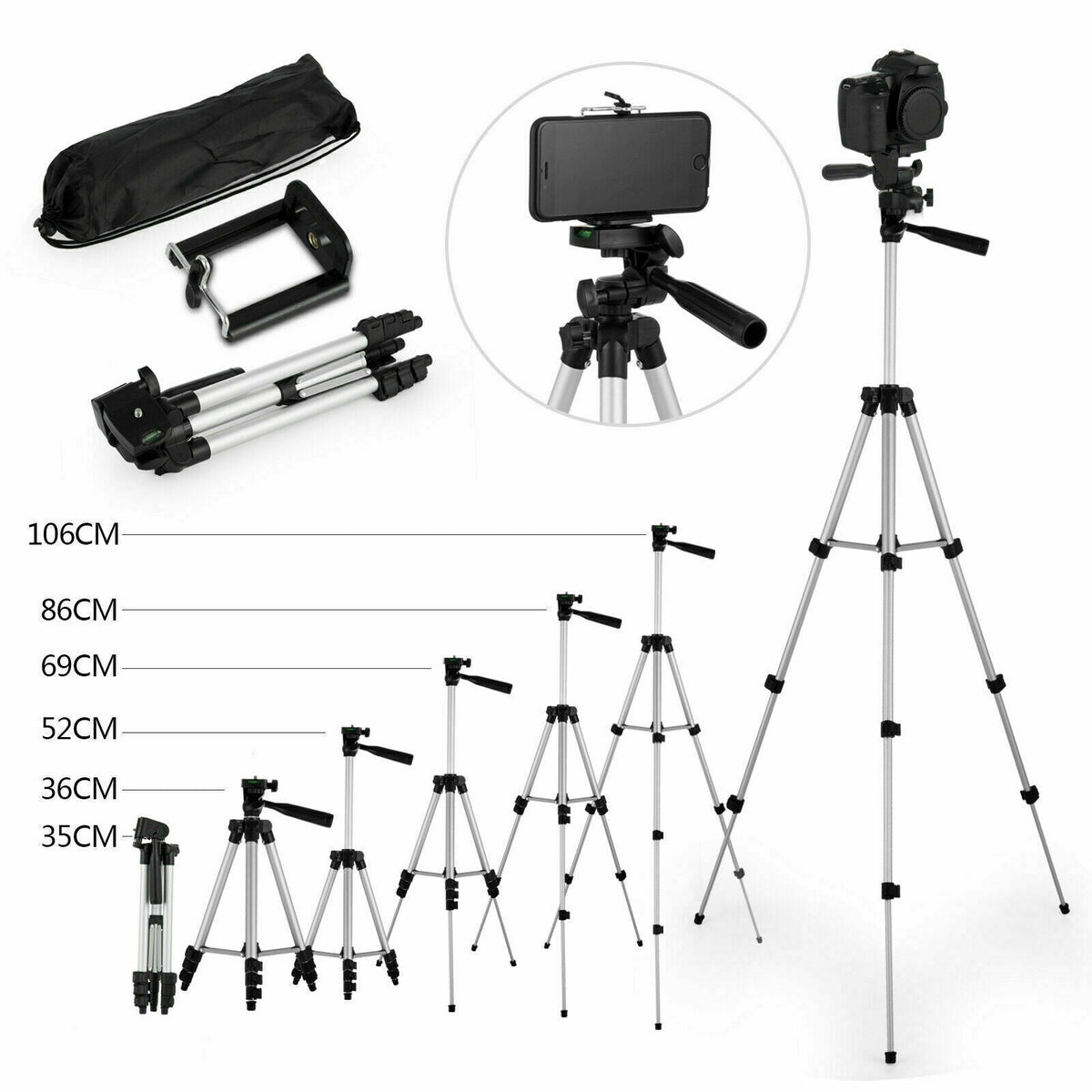 Professional Camera Tripod Mount For iPhone Samsung + Bag