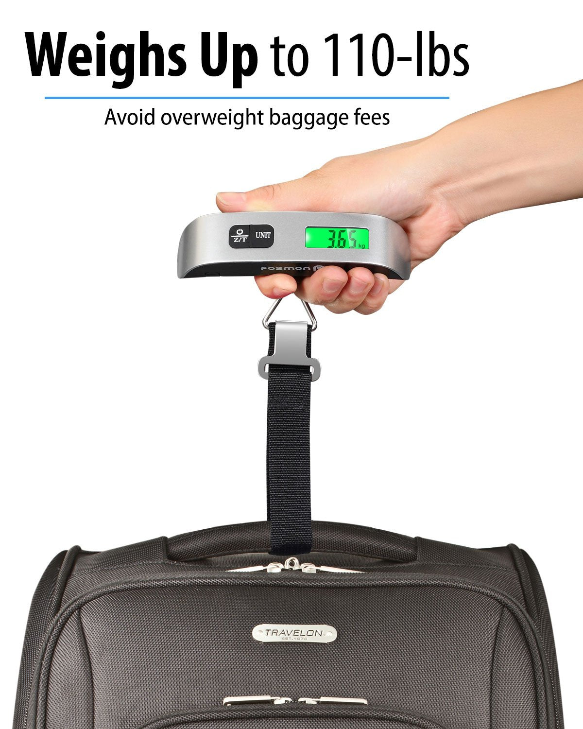 Digital Luggage Scale, 110Lbs Suitcase Baggage Scale, 2 Pack Silver
