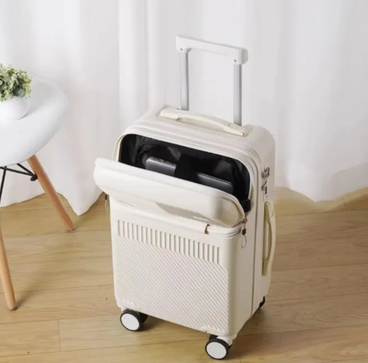 Stylish Luggage w/ Cup Holder and Password Protected TSA Approved Lock