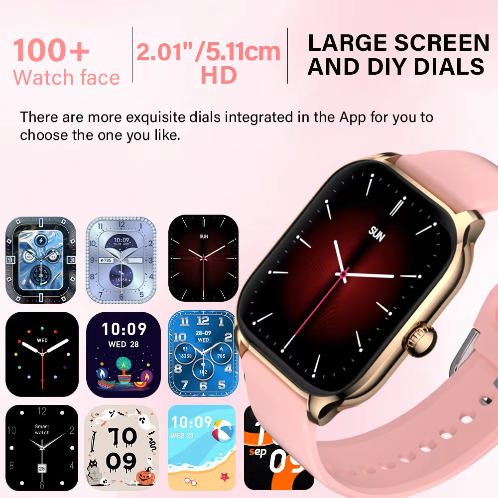 Smart Watch Men Women Sports Fitness Tracker 2.01 Inch HD Screen Bluetooth Talking Smart Watch for Android IOS